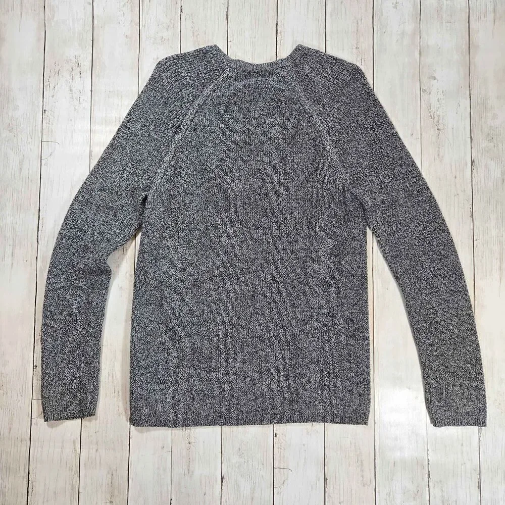 Express Mens Henley Sweater Size M Marled Gray Long Sleeve Pullover Knit